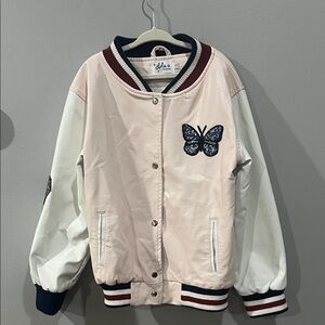 Lola & The Boys - Pink Bomber Jacket with Butterfly Patch